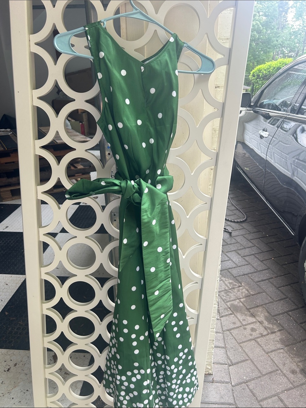 eshakti Green Polka Dot Maxi Dress